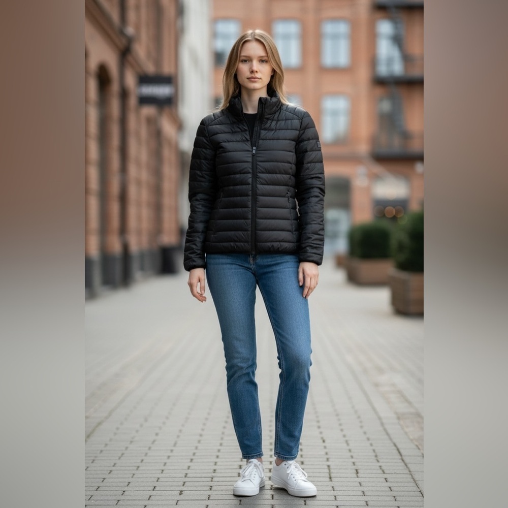 Zara Lightweight Puffer Jacket - Black
